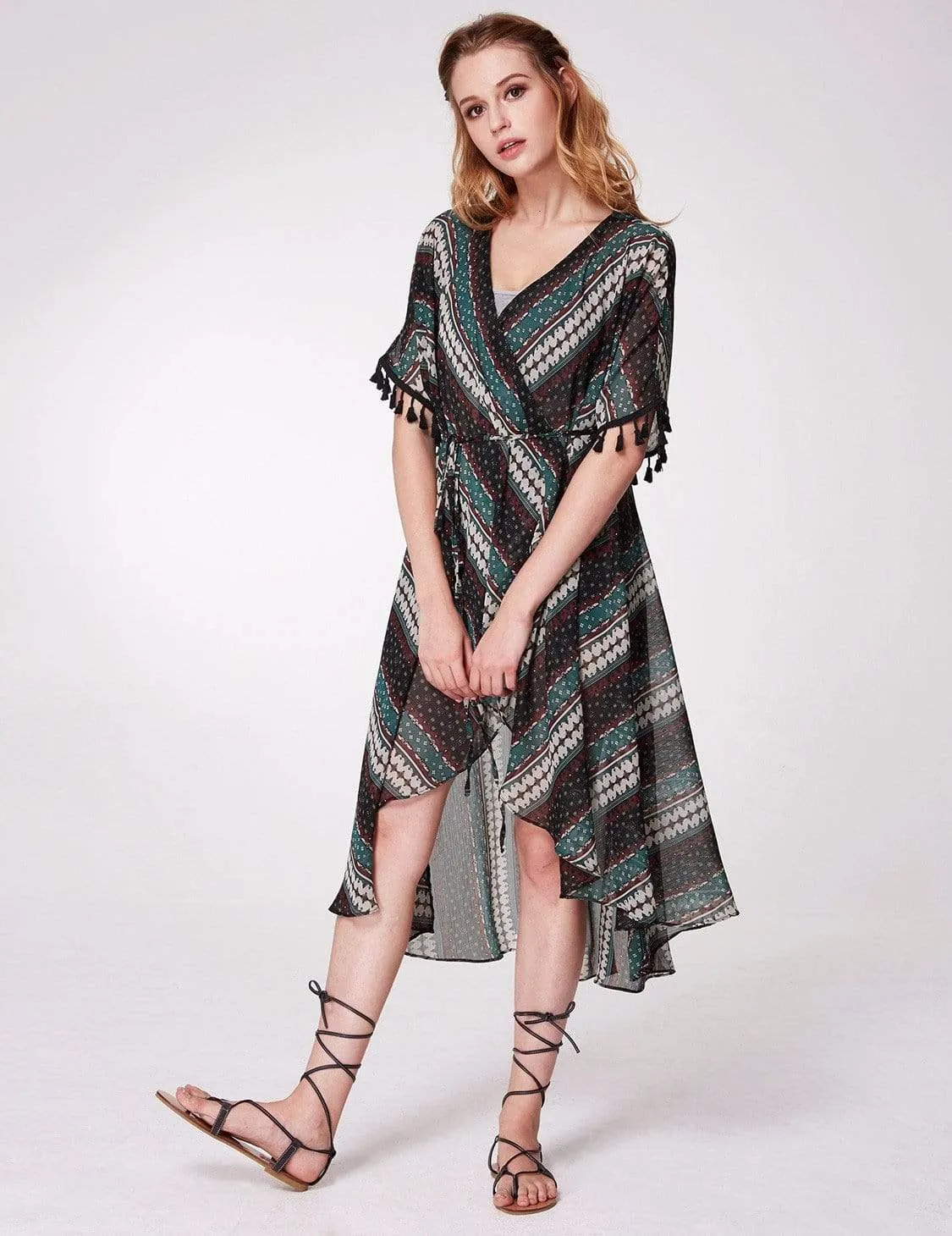 Alisa Pan Printed Bohemian Wrap Dress