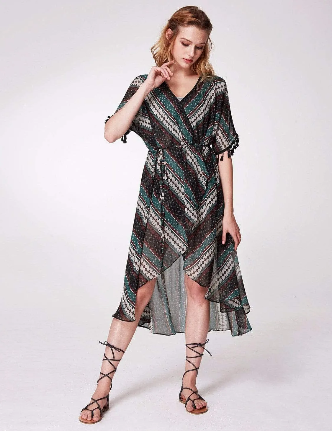 Alisa Pan Printed Bohemian Wrap Dress