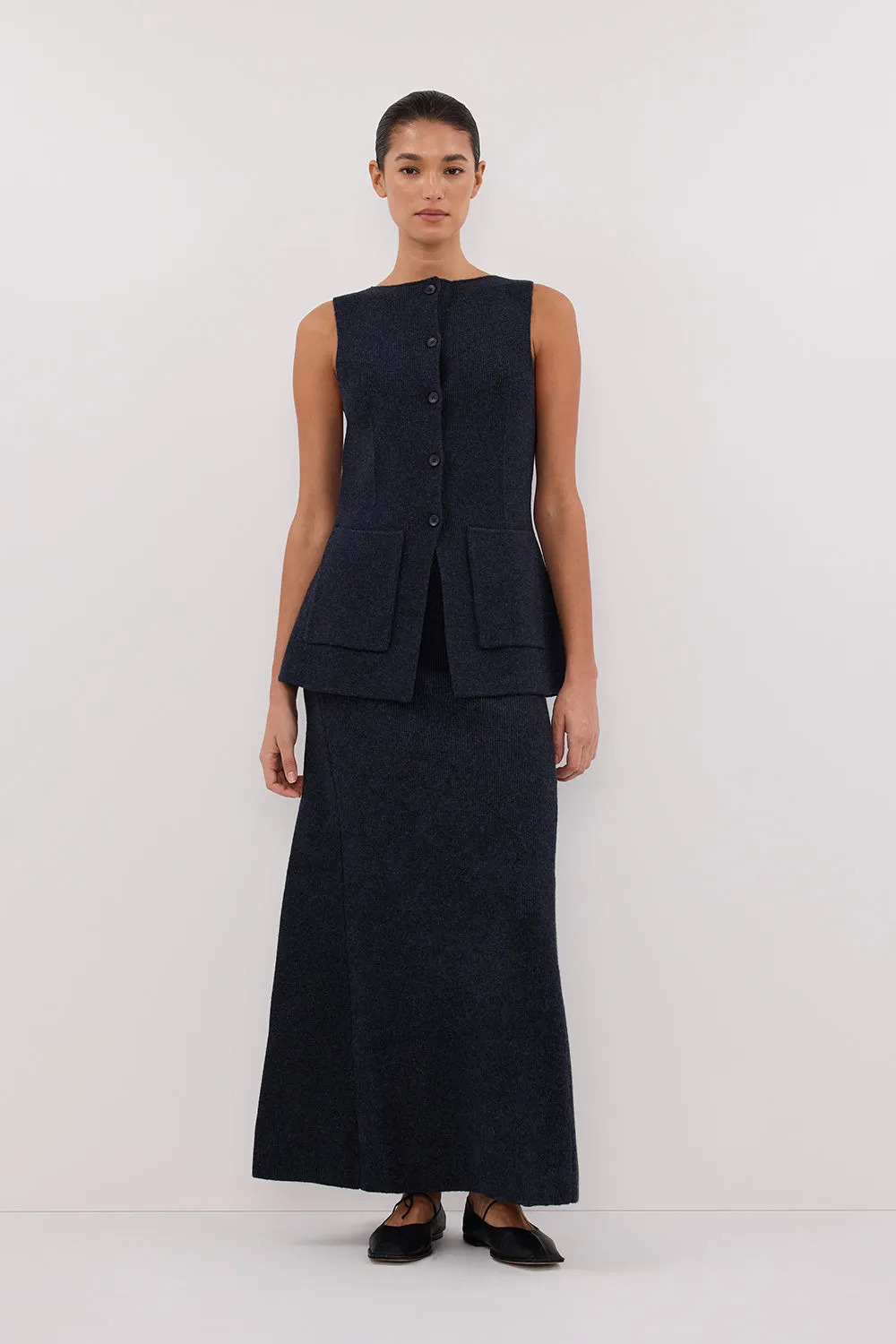 AVA INK LONGLINE KNIT MIDI SKIRT