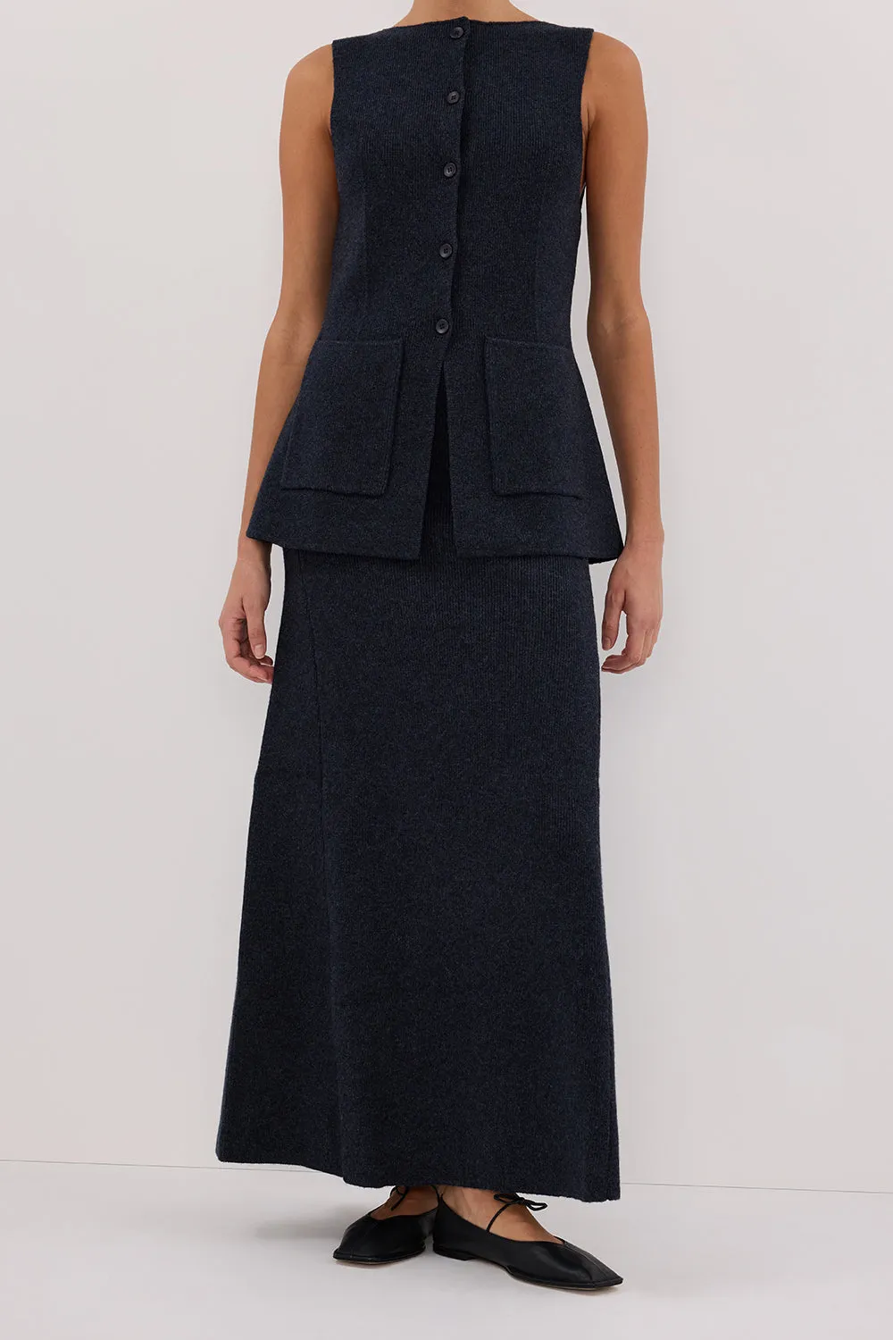 AVA INK LONGLINE KNIT MIDI SKIRT