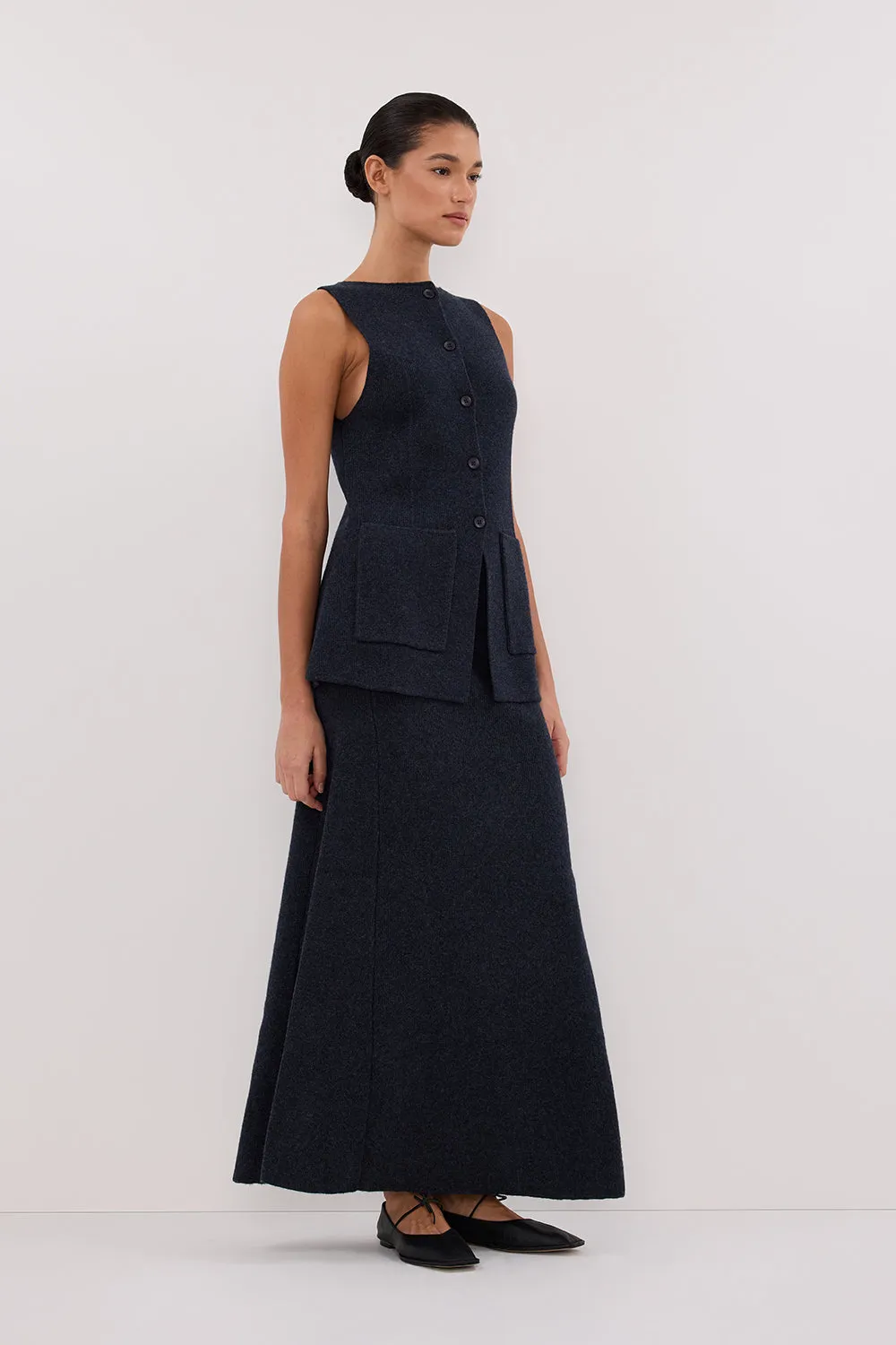 AVA INK LONGLINE KNIT MIDI SKIRT