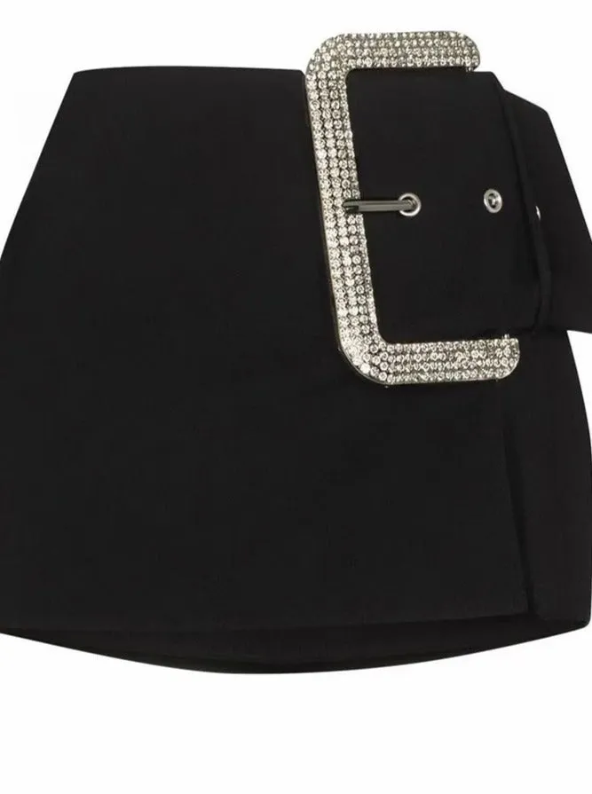 Black Skirt with Large Diamond Embellished Buckle