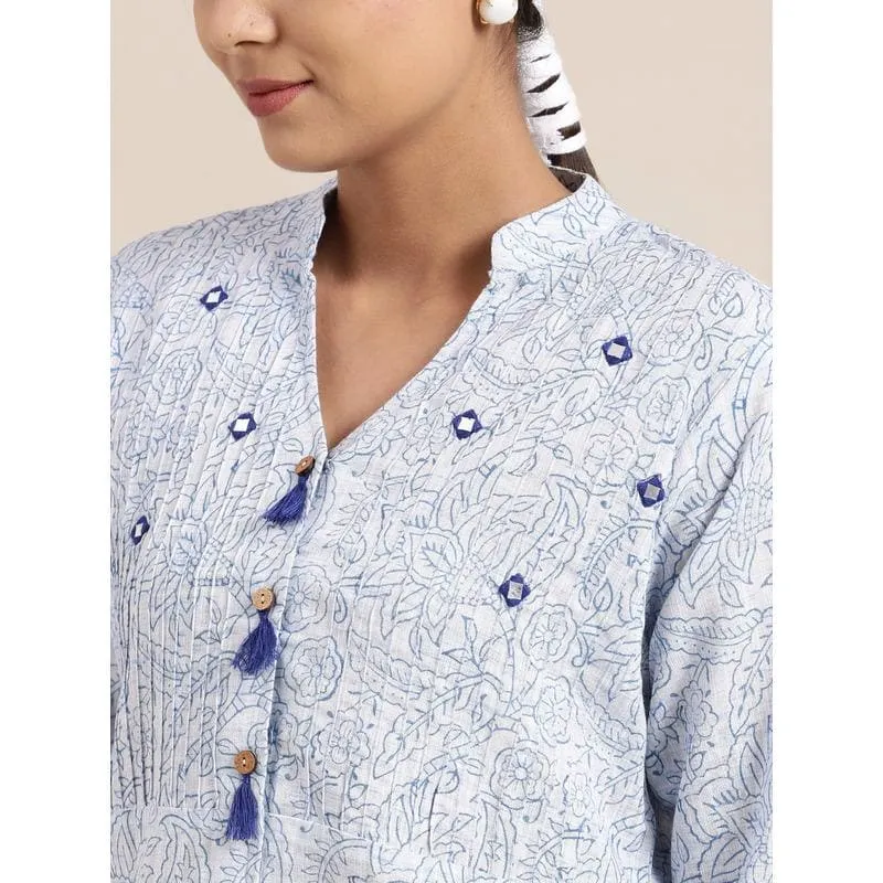 Blue Block Print Cotton Co-ord Set