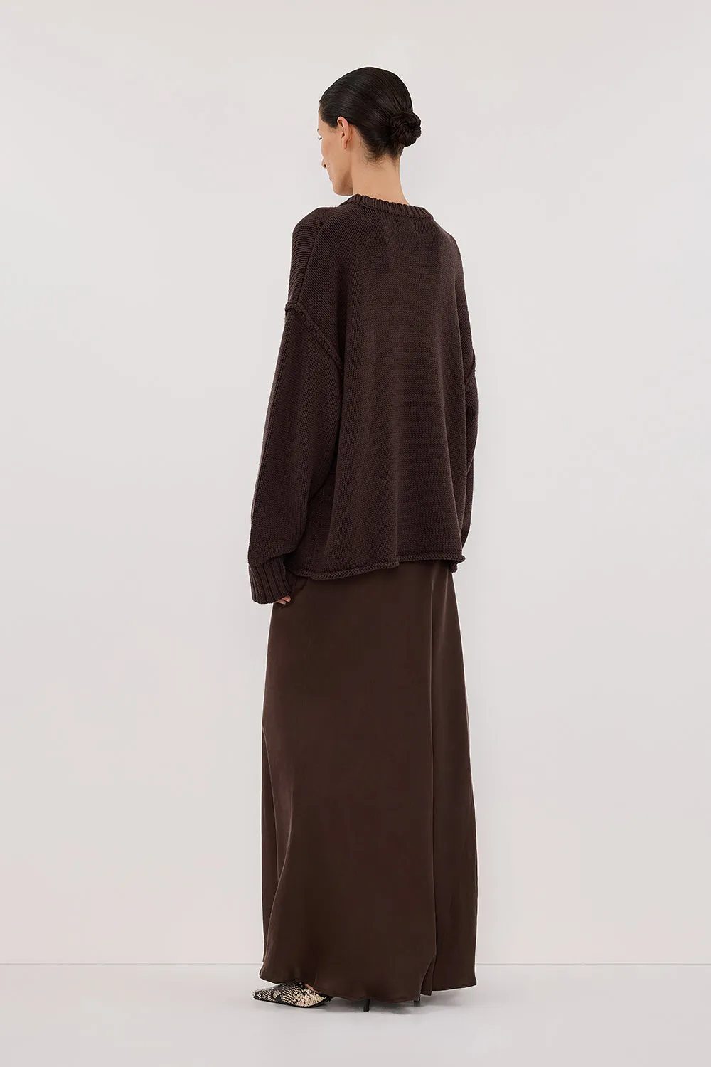 COLETTE BITTER CHOC SILK SKIRT