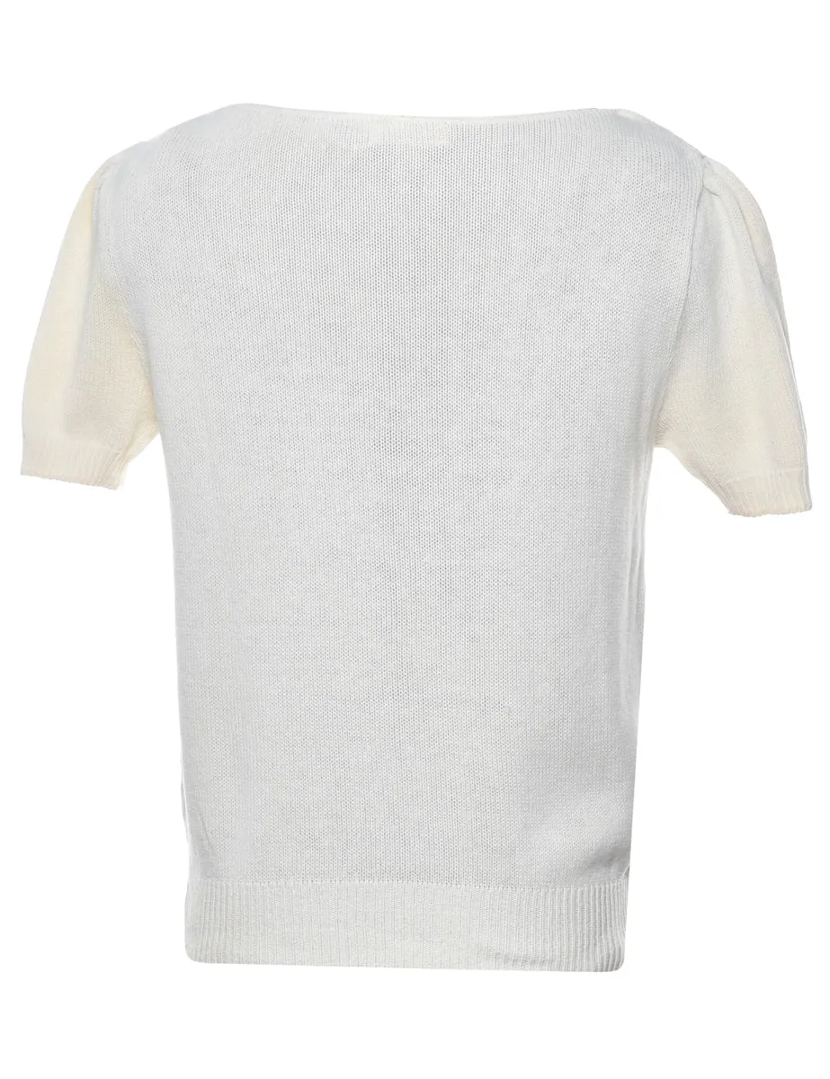 Cream Short Sleeve Jumper - M