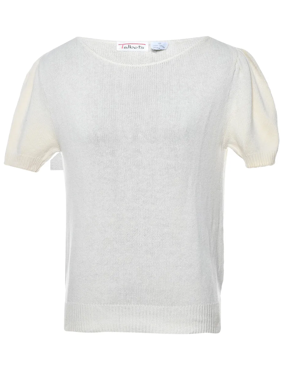 Cream Short Sleeve Jumper - M