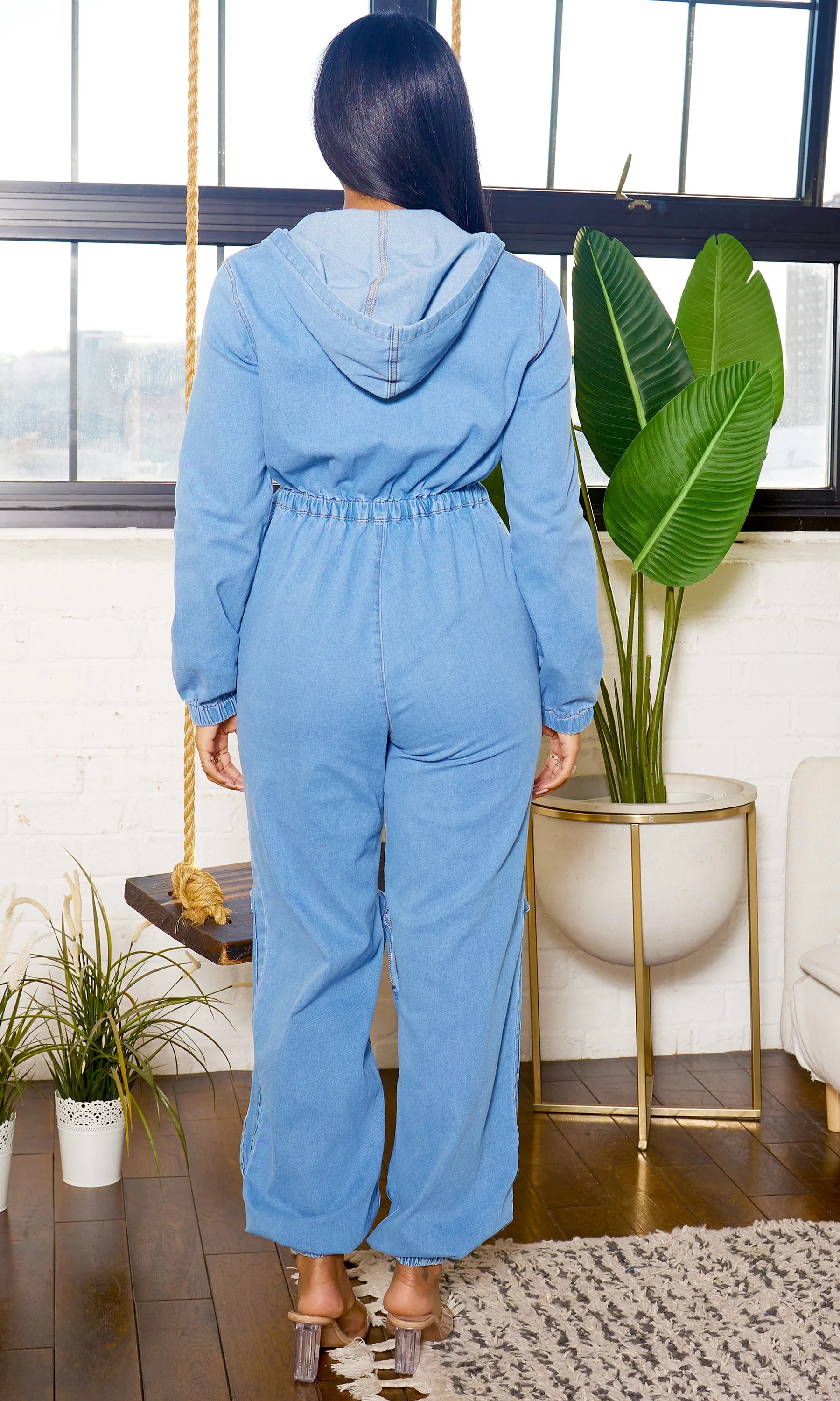 Hooded Utility Denim Jumpsuit FINAL SALE