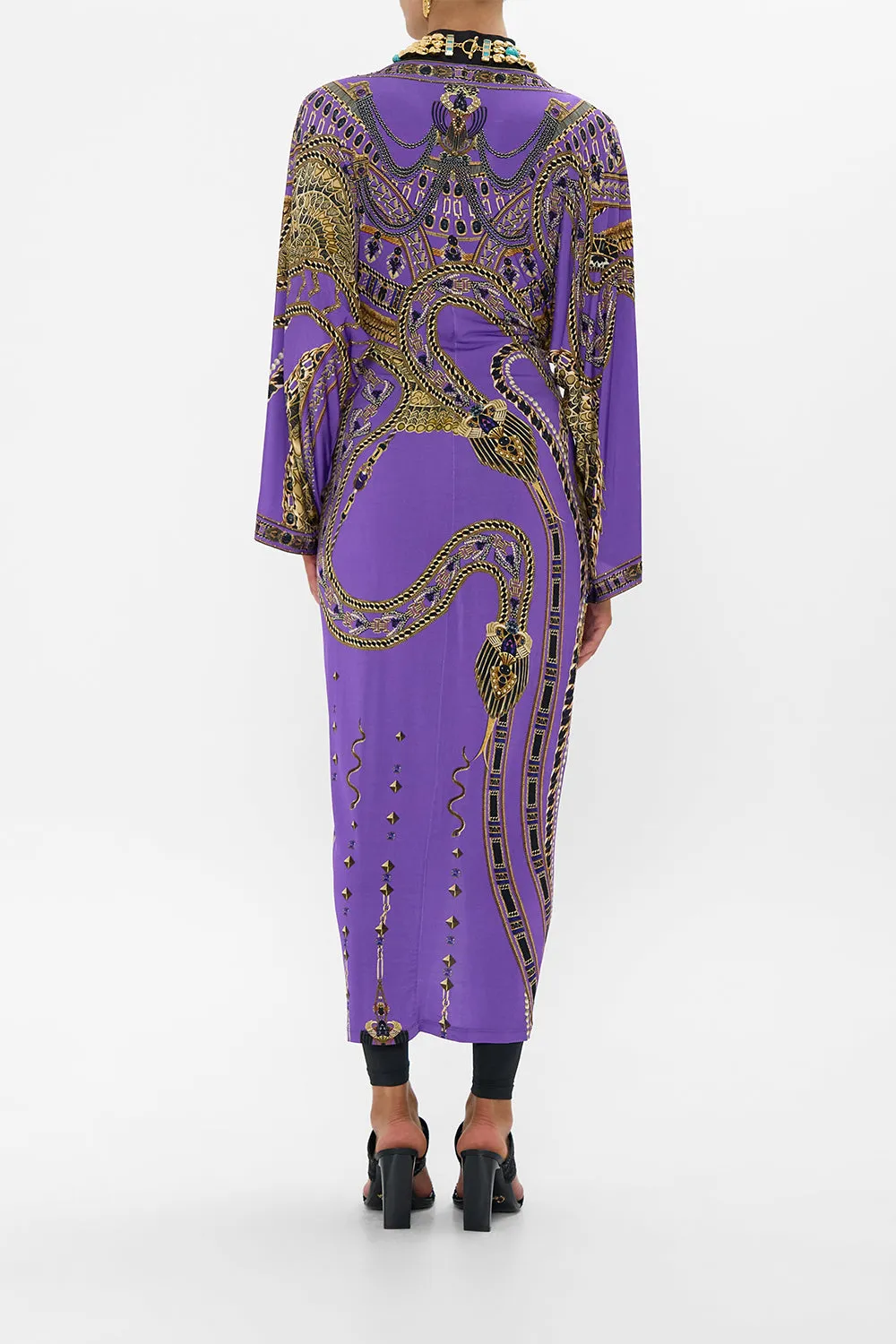 LONG SPLIT FRONT TWIST JERSEY DRESS LUXORLAND LADY