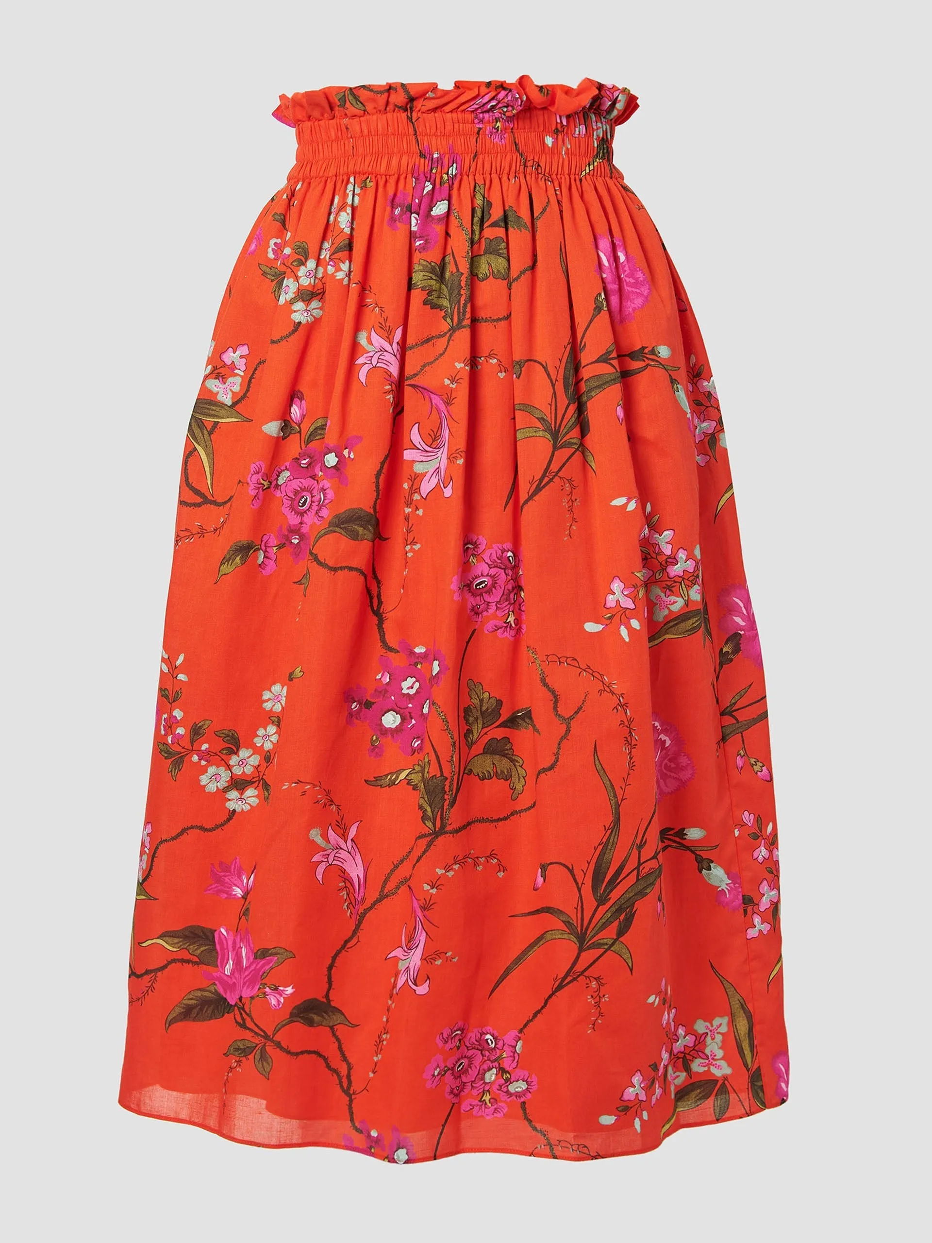 Midi skirt with gathered waist