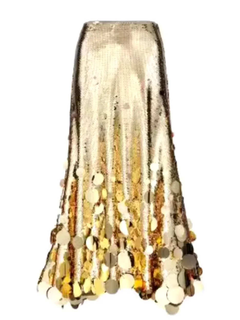 Sequins circles edge tube maxi skirt