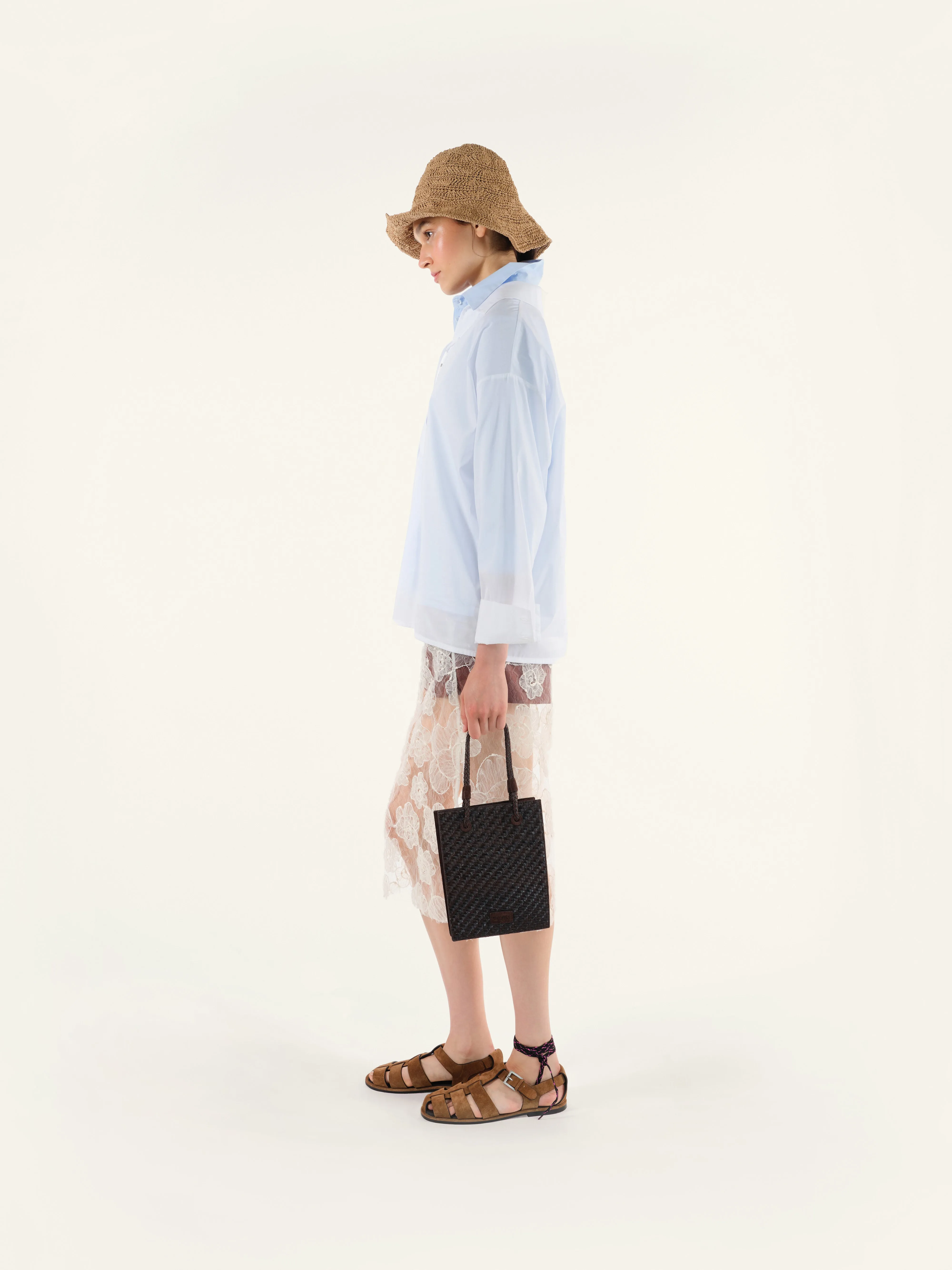 SIAM - Sheer tulle midi skirt with contrast lining