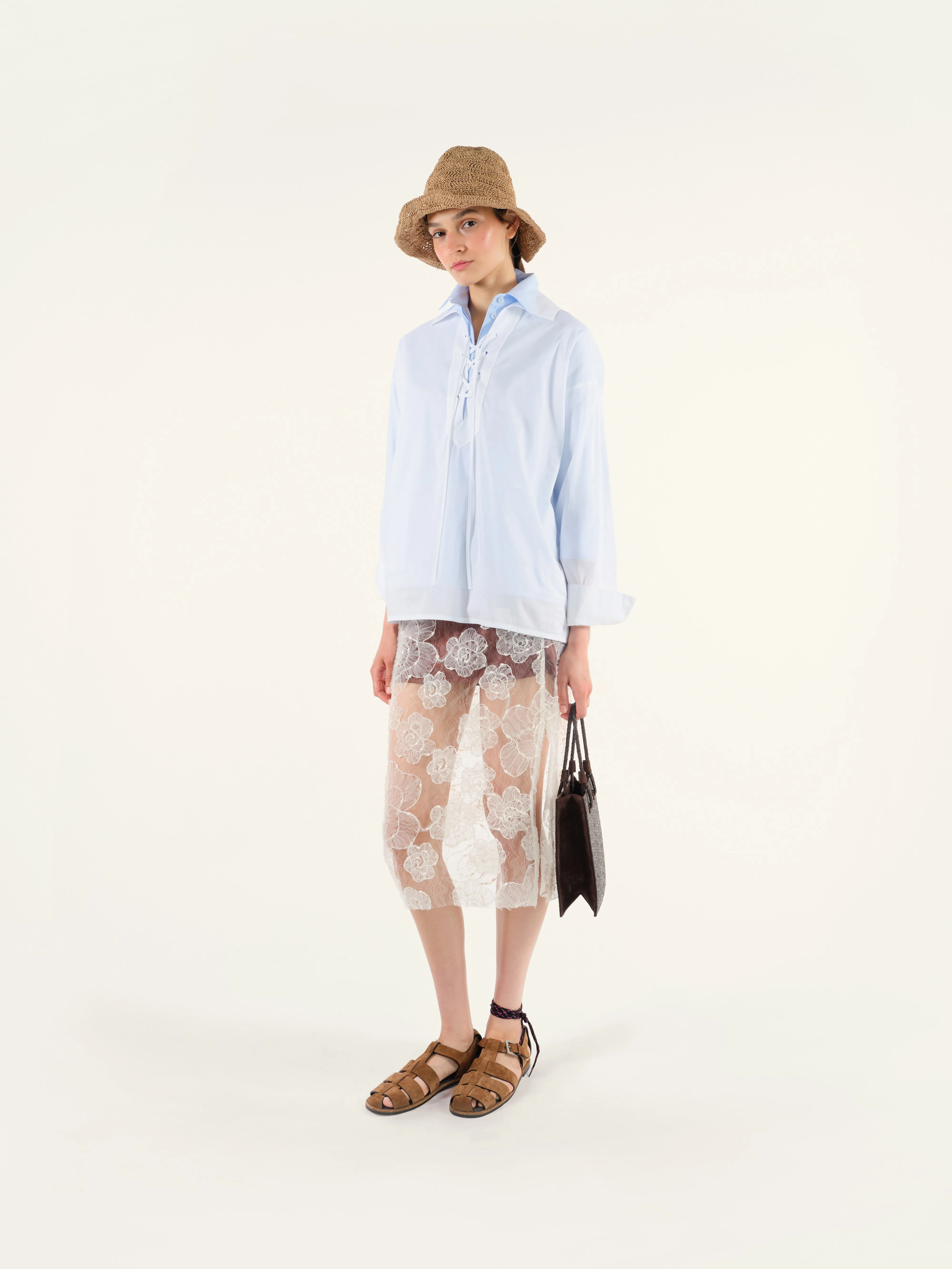SIAM - Sheer tulle midi skirt with contrast lining