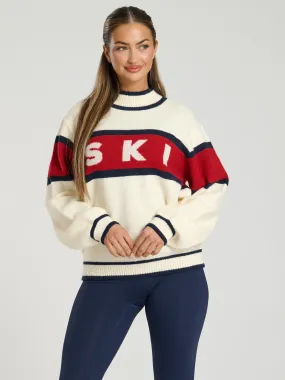The 'Marshmallow' red ski slogan knitted jumper