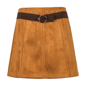 Waist Belt Velvet-like Skirt