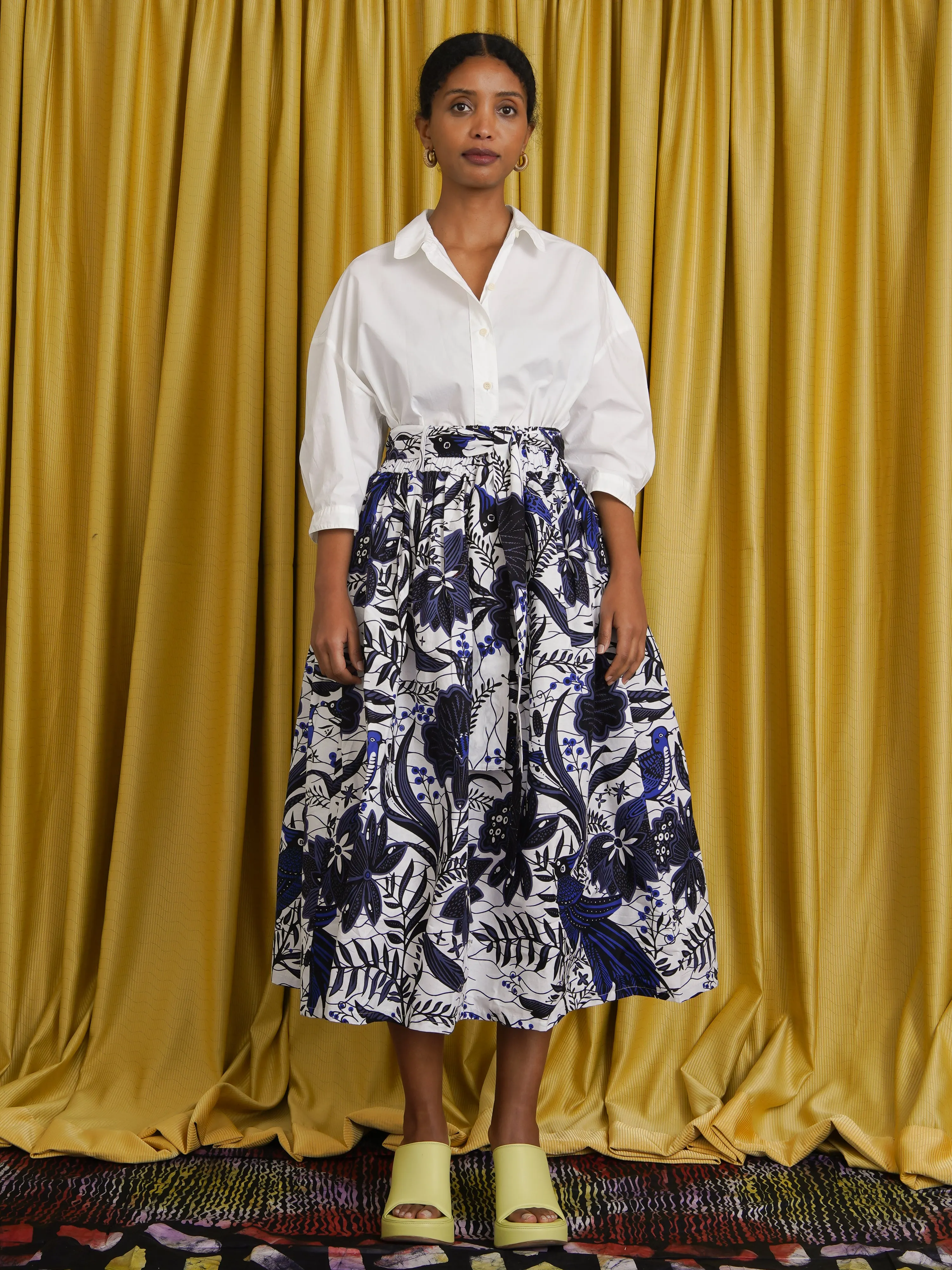Yemi Full Gathered Midi Skirt